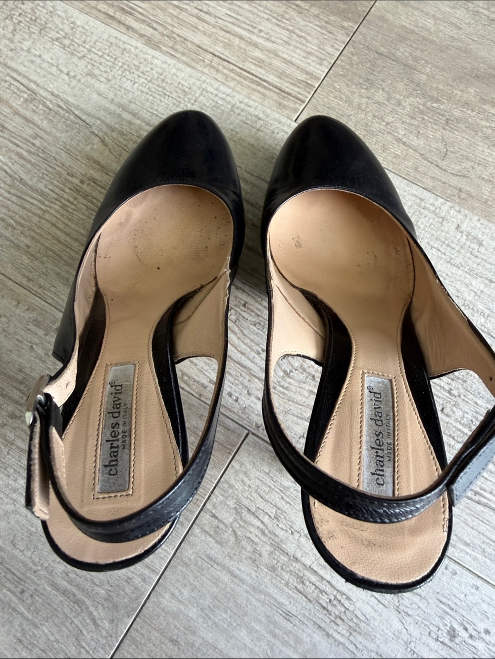 Charles David Black Leather Slingback Pumps - Picture 5 of 7